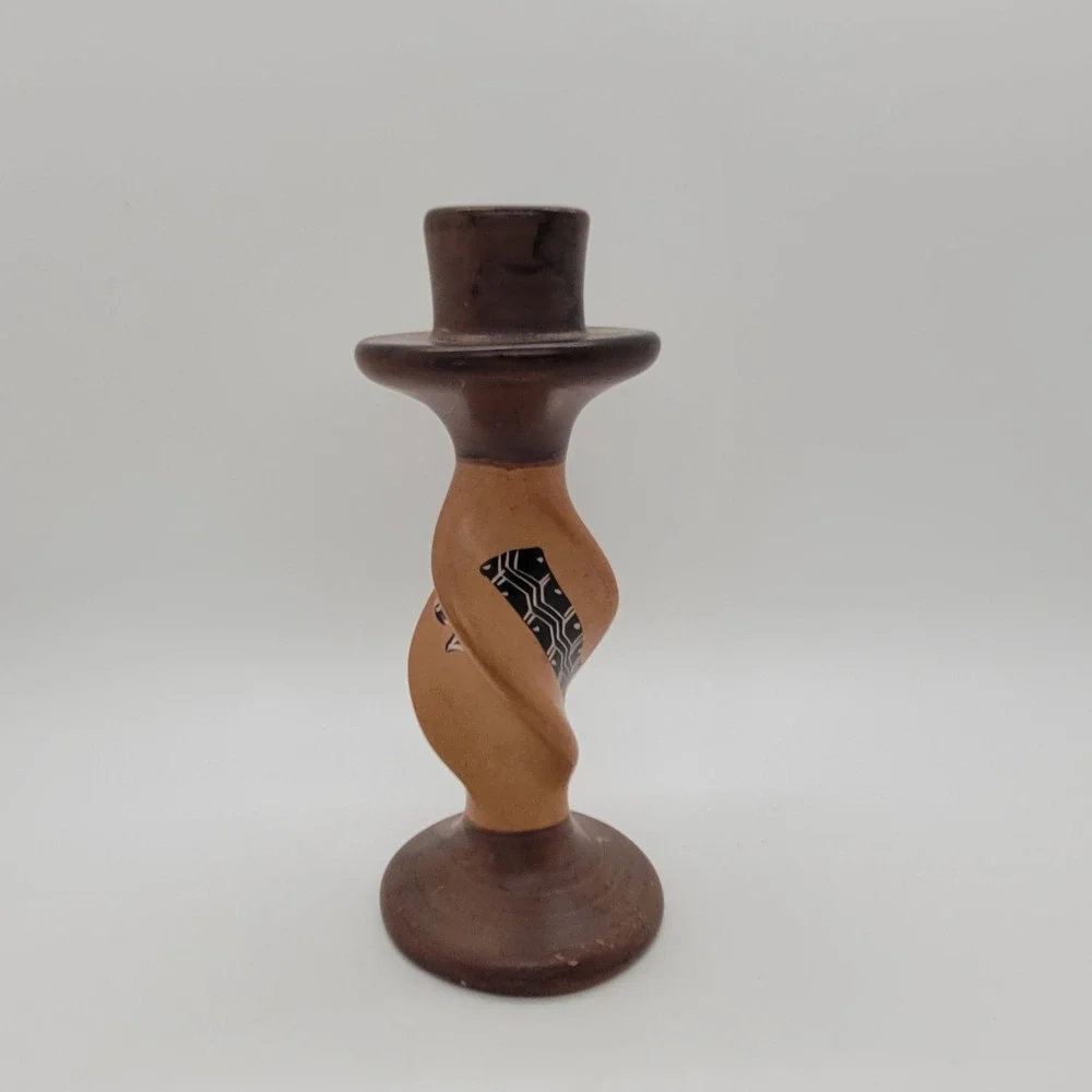 Hand Carved Soapstone‎ Zebra Candlestick Holder Twisted Safari Decor Brown 6.25